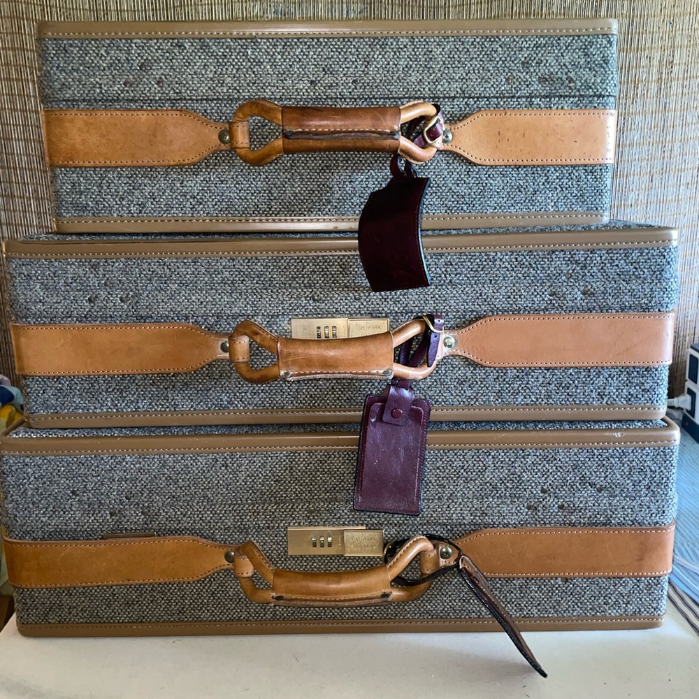 Vintage leather and tweed luggage